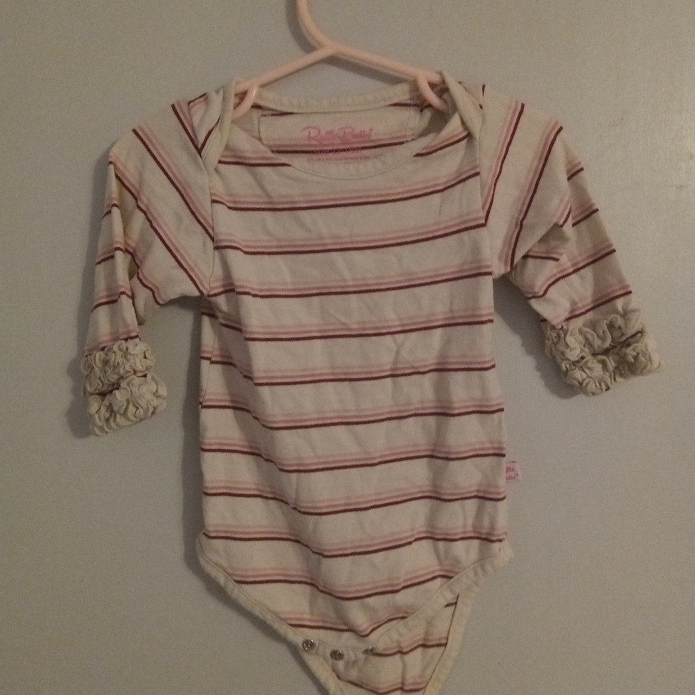 Pink and Cream Striped Kids One Piece 12-18 M